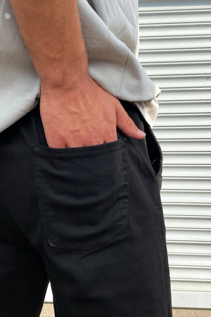 Flaw Atelier Bel Lastikli Siyah Regular Fit Jean
