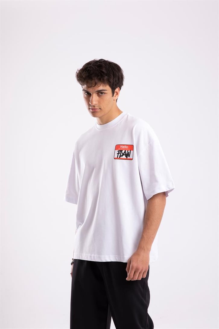 Flaw Atelier Best Brand Flaw Printed Beyaz Oversize Tshirt