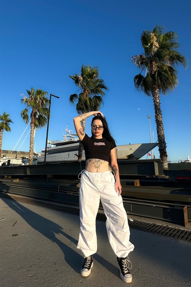 Flaw Atelier Candy Heart Baskılı Siyah Crop