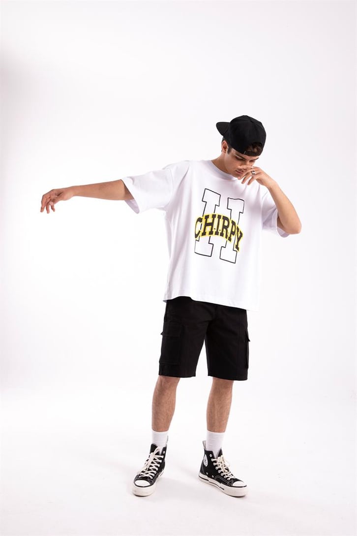 Flaw Atelier Chirpy Printed Beyaz Oversize Tshirt