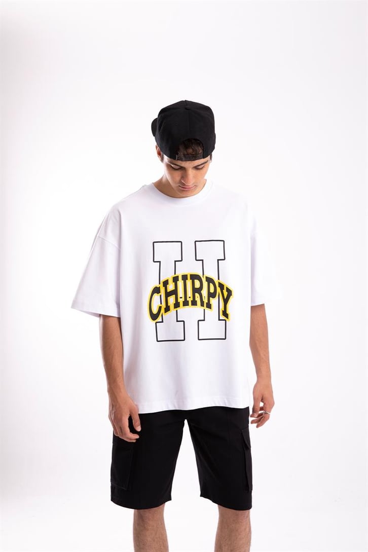 Flaw Atelier Chirpy Printed Beyaz Oversize Tshirt