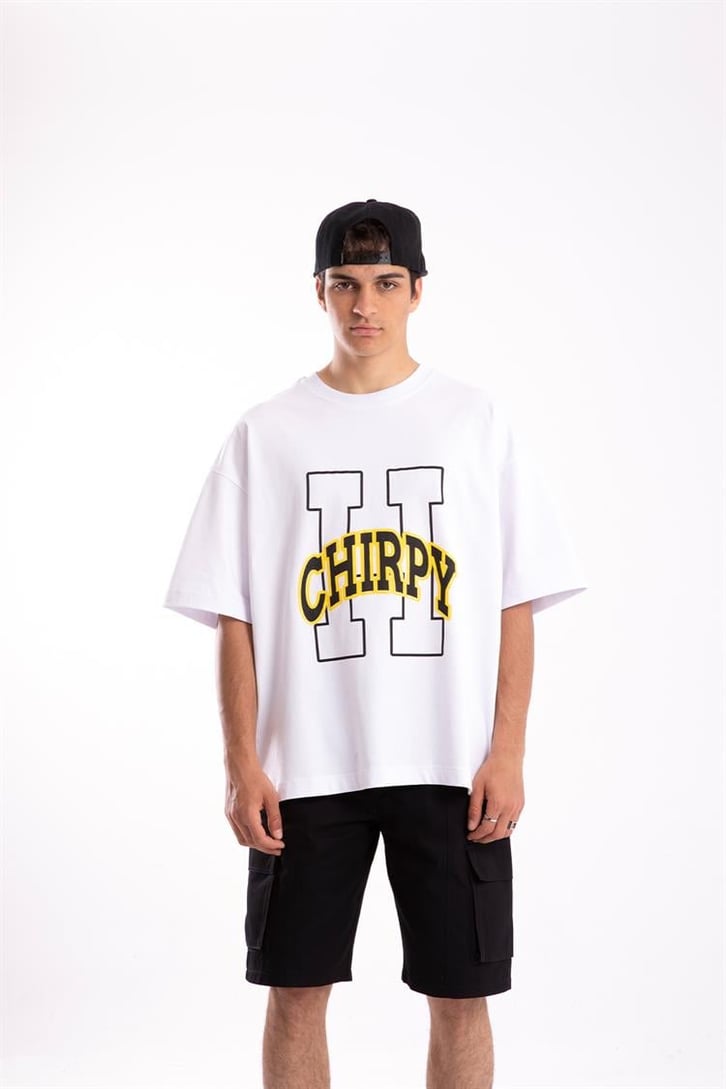 Flaw Atelier Chirpy Printed Beyaz Oversize Tshirt