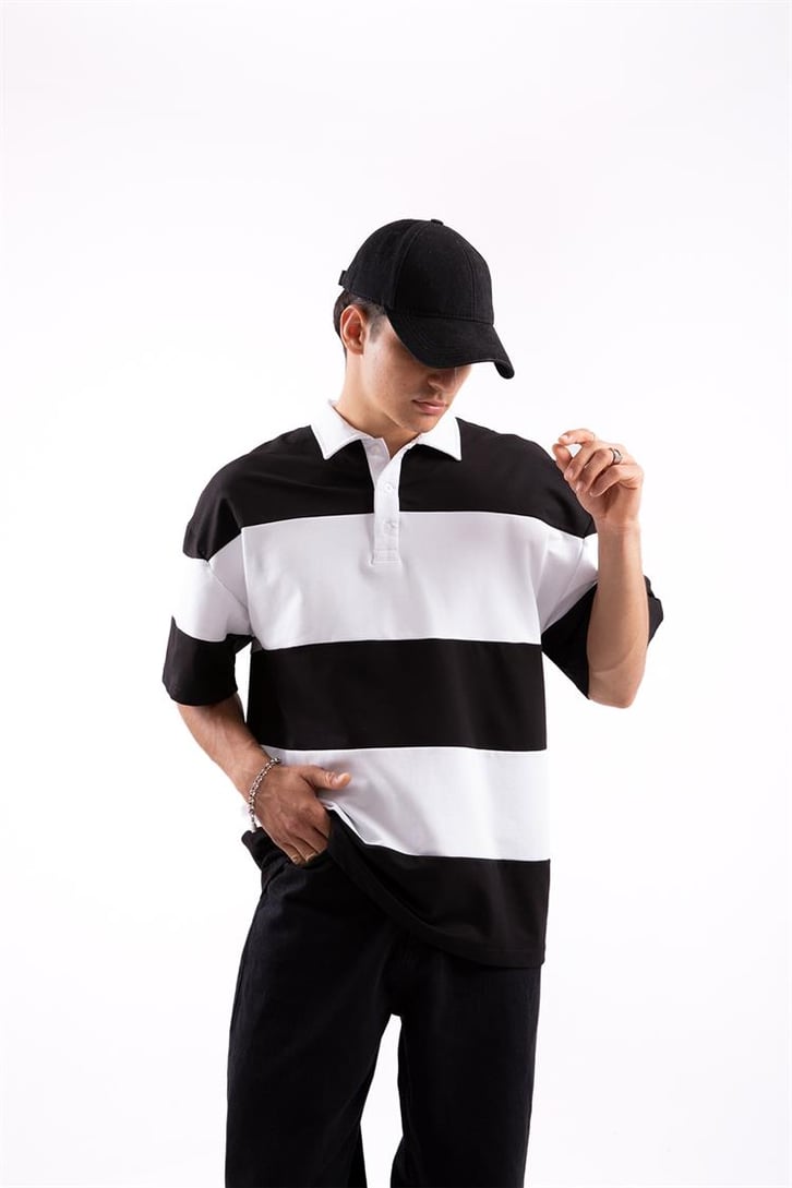 Flaw Atelier Çizgili Polo Yaka Tshirt