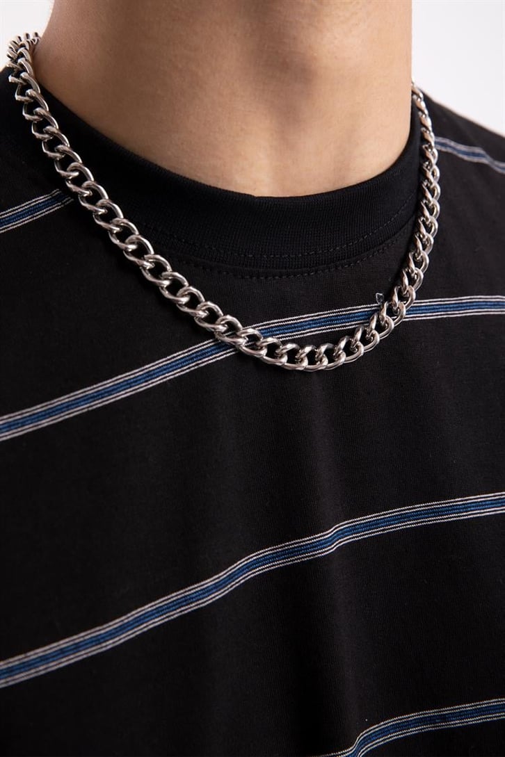 Flaw Atelier Çizgili Siyah Oversize Tshirt