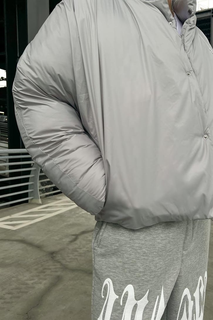 Flaw Atelier Dik Yaka Gri Puffer Mont