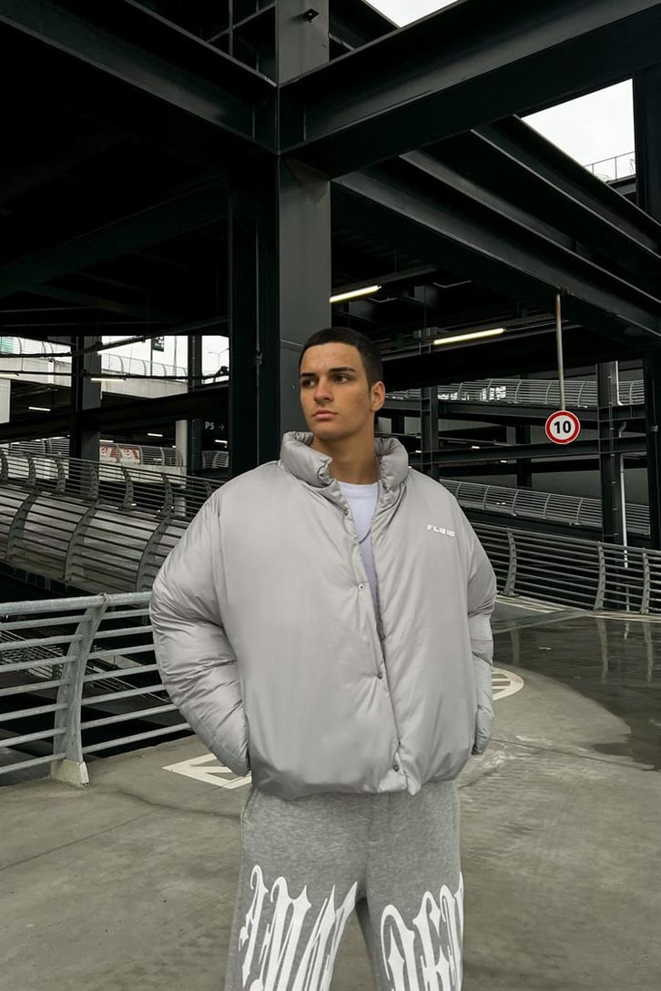 Flaw Atelier Dik Yaka Gri Puffer Mont