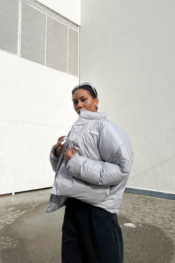 Flaw Atelier Dik Yaka Gri Puffer Mont