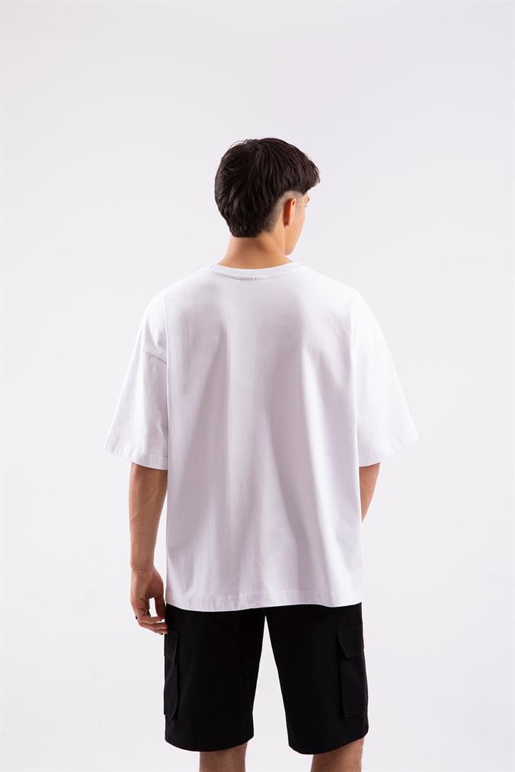 Flaw Atelier Echo Printed Beyaz Oversize Tshirt