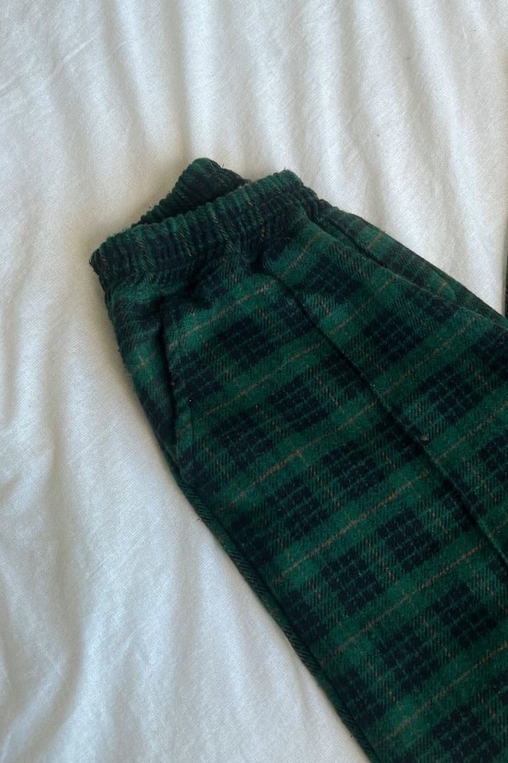 Flaw Atelier Ekose Kalın Kumaş Haki Pijama Eşofman