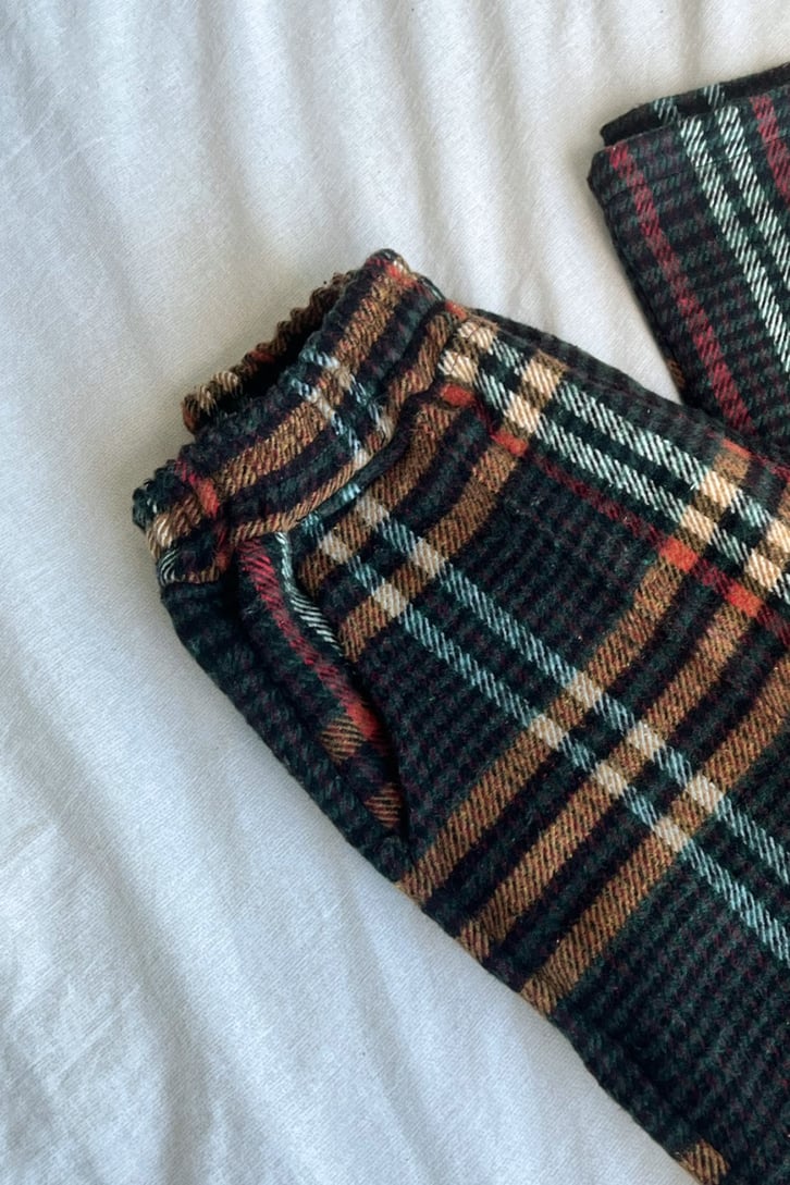 Flaw Atelier Ekose Kalın Kumaş Kahverengi Pijama Eşofman