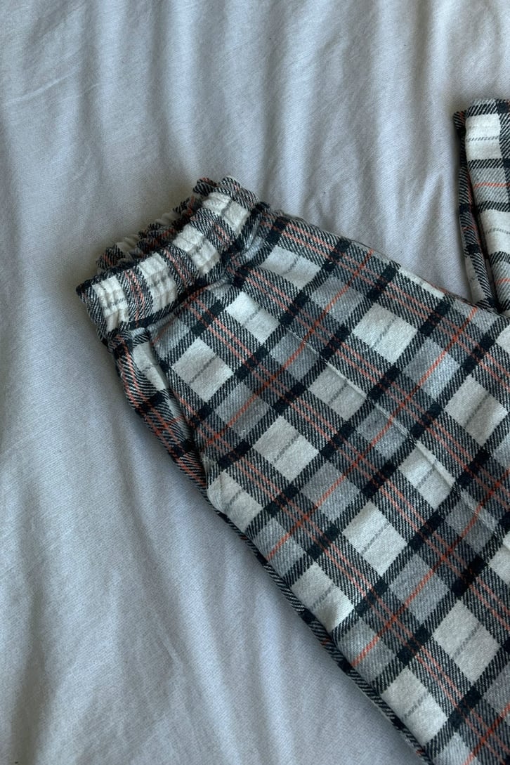 Flaw Atelier Ekose Kalın Kumaş Krem Pijama Eşofman