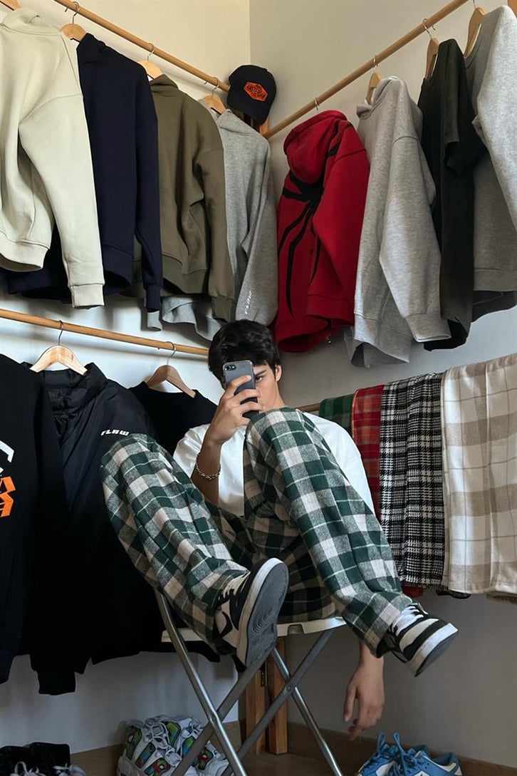 Flaw Atelier Ekose Kalın Kumaş Yeşil Pijama Eşofman