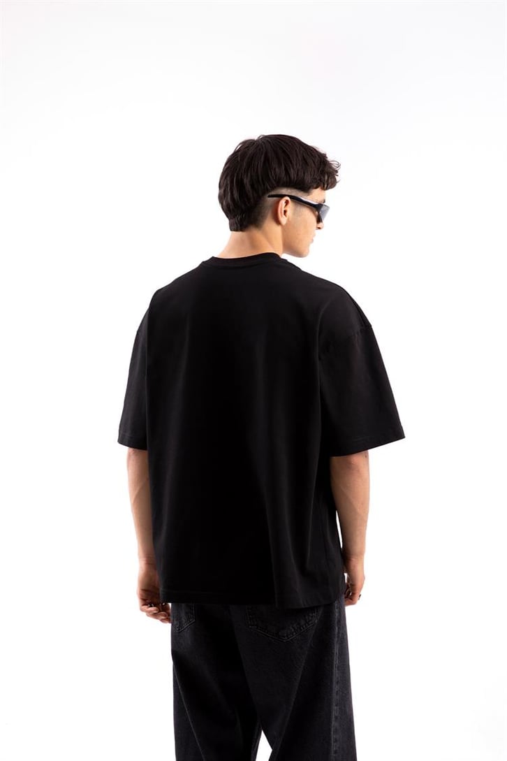 Flaw Atelier Flame Logo Siyah Oversize Tshirt