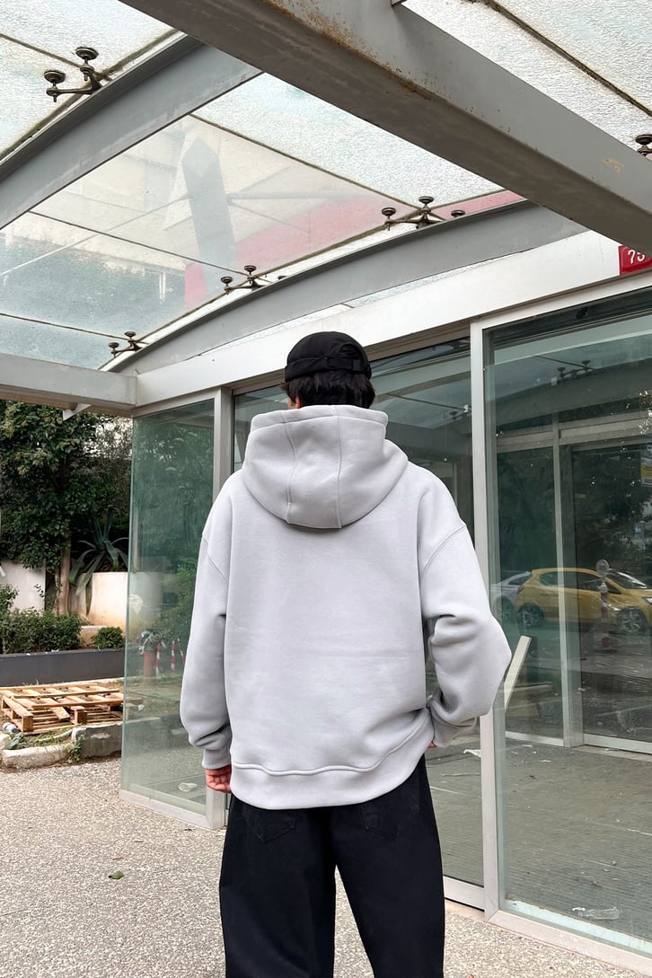 Flaw Atelier Flaw Kol Nakışlı Buz Gri Oversize Sweatshirt