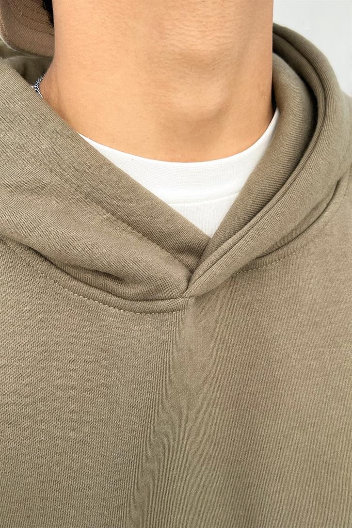 Flaw Atelier Flaw Kol Nakışlı Haki Oversize Hoodie