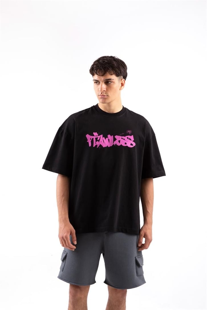 Flaw Atelier Flawless Spray Printed Beyaz Oversize Tshirt