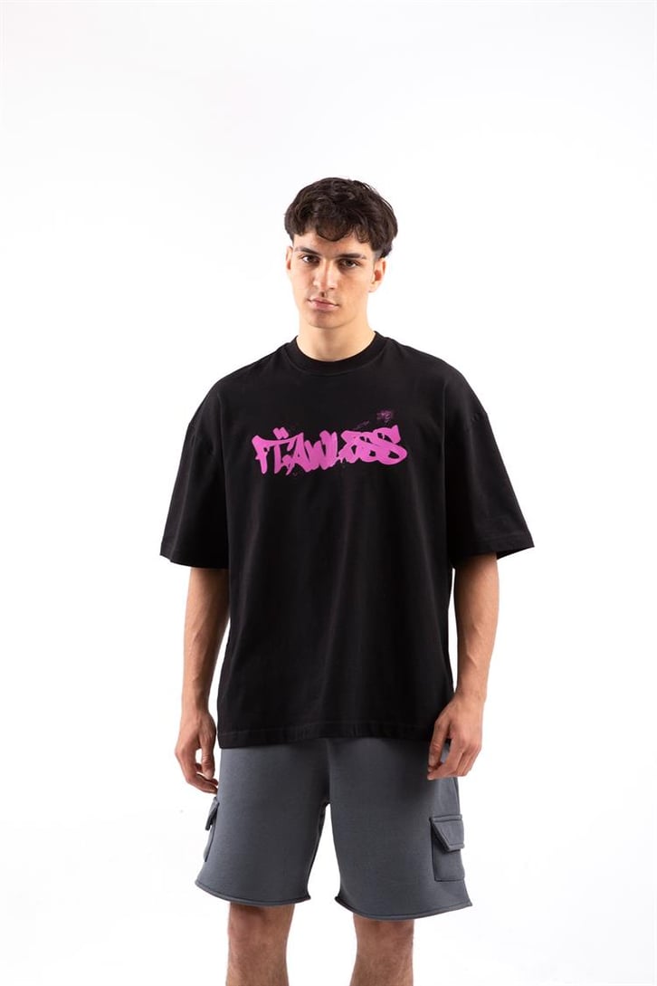Flaw Atelier Flawless Spray Printed Beyaz Oversize Tshirt