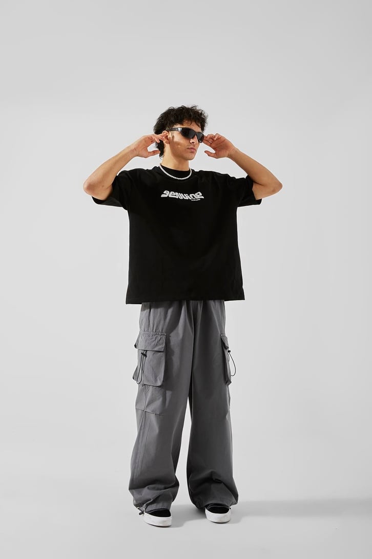 Flaw Atelier Geuvine Baskılı Siyah Oversize Tişört