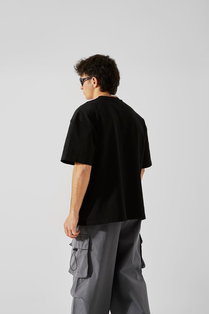 Flaw Atelier Geuvine Baskılı Siyah Oversize Tişört