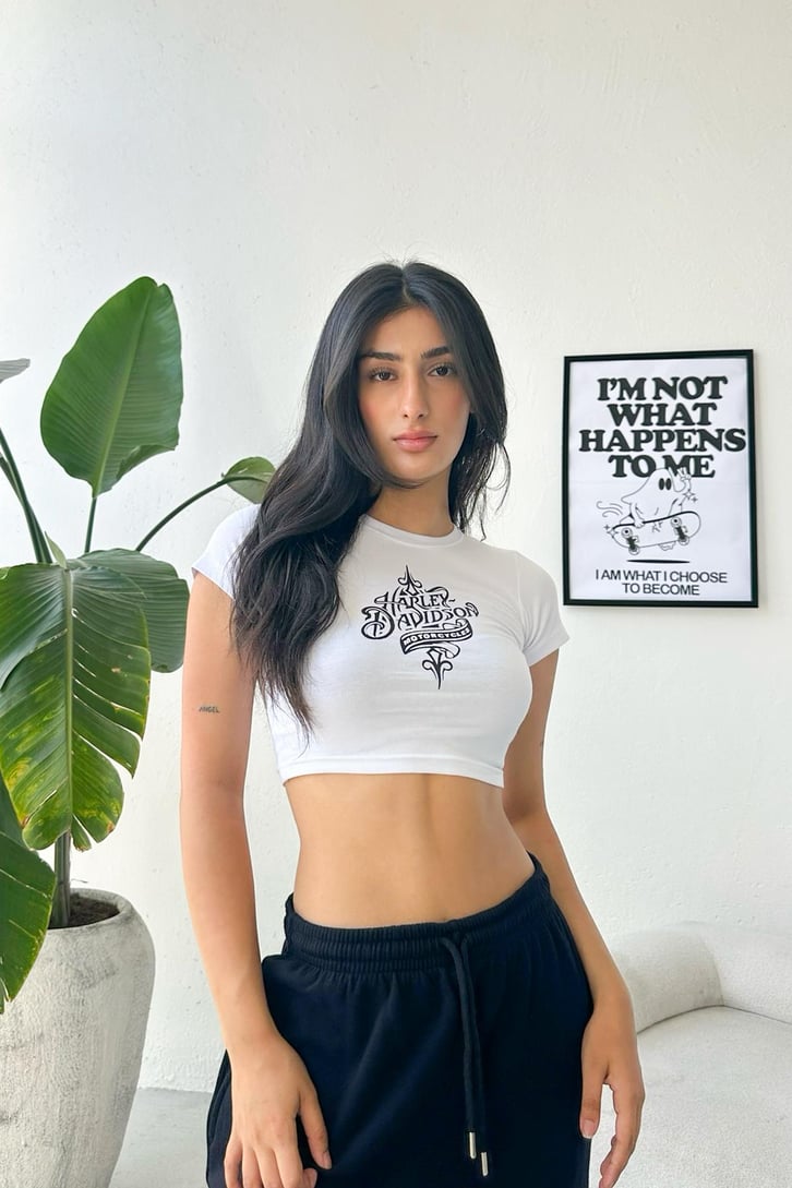 Flaw Atelier Harley Davidson Baskılı Crop