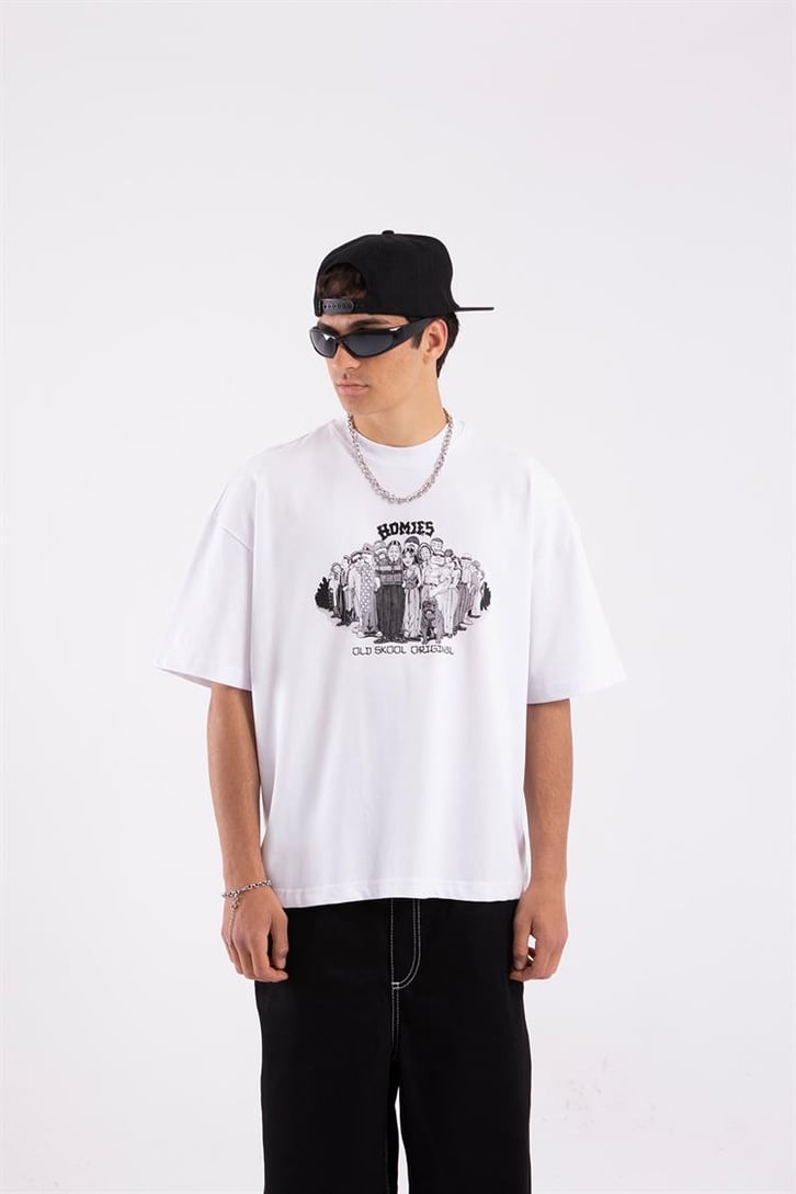 Flaw Atelier Homies Printed Beyaz Oversize Tshirt