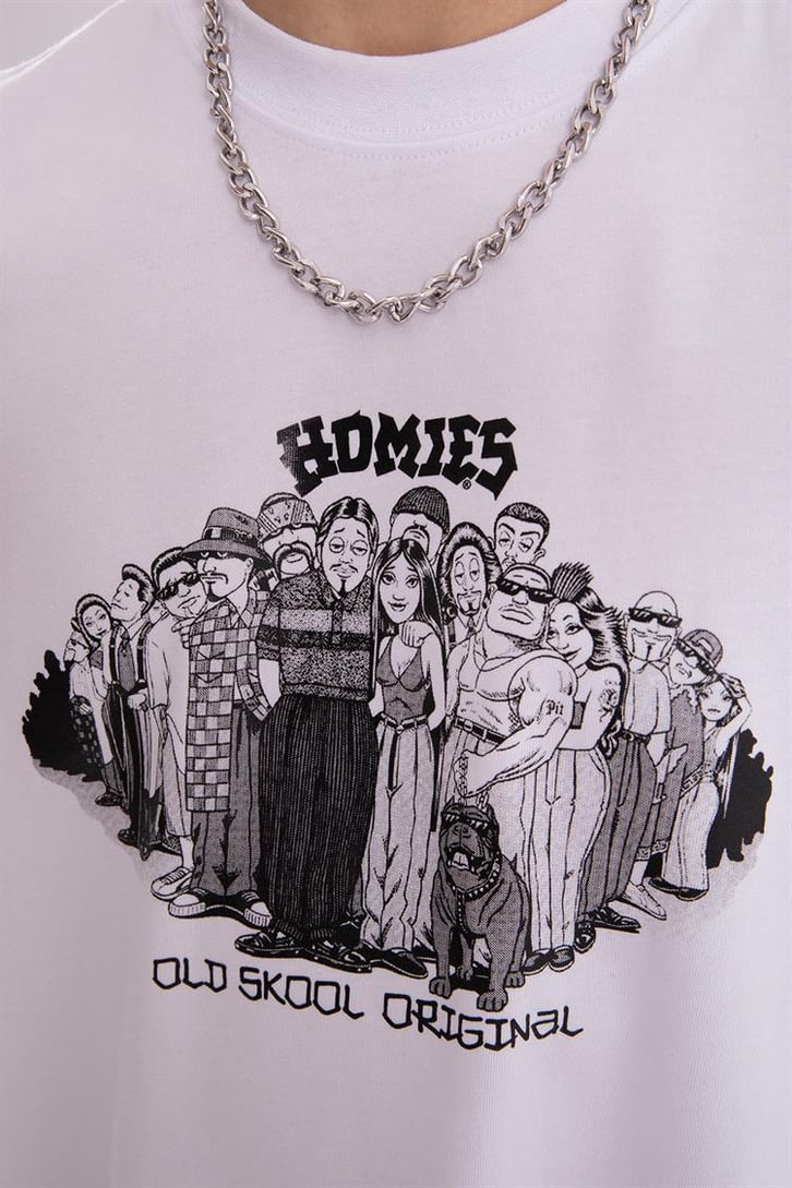 Flaw Atelier Homies Printed Beyaz Oversize Tshirt