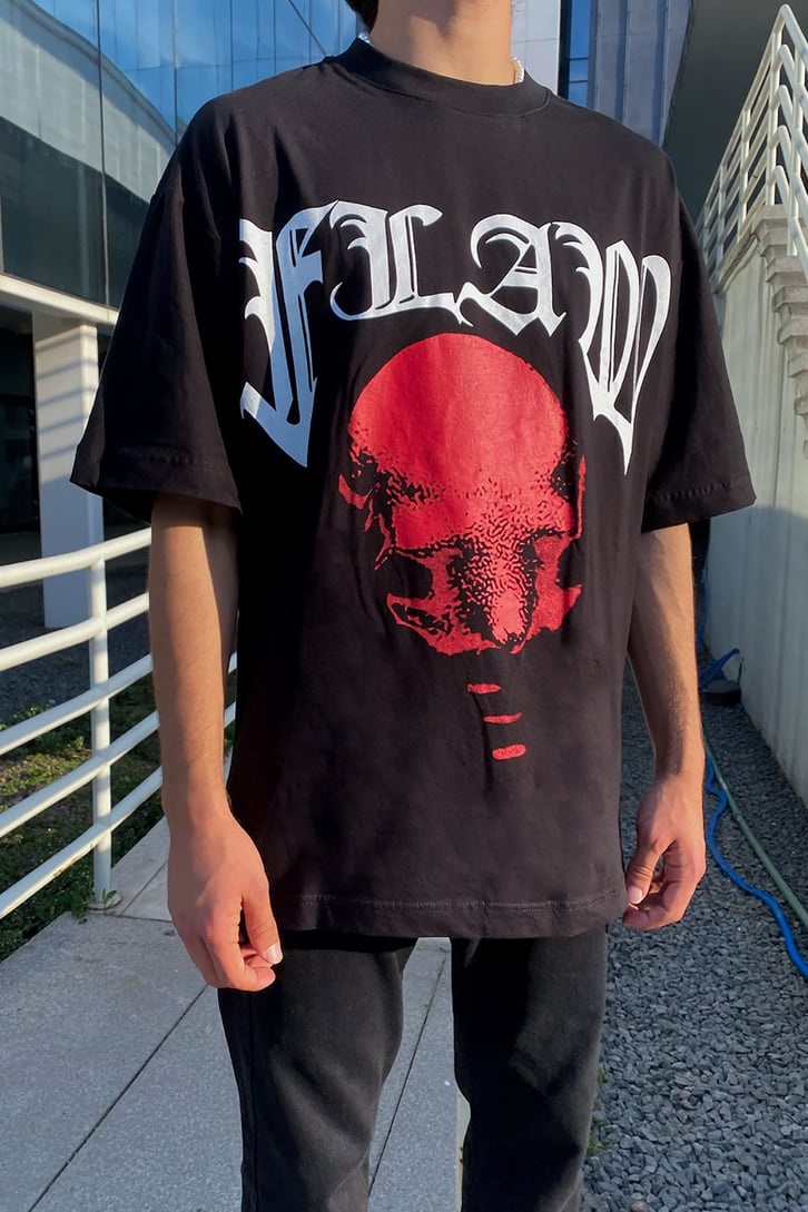 Flaw Atelier Incubus Black Oversize Printed Tee