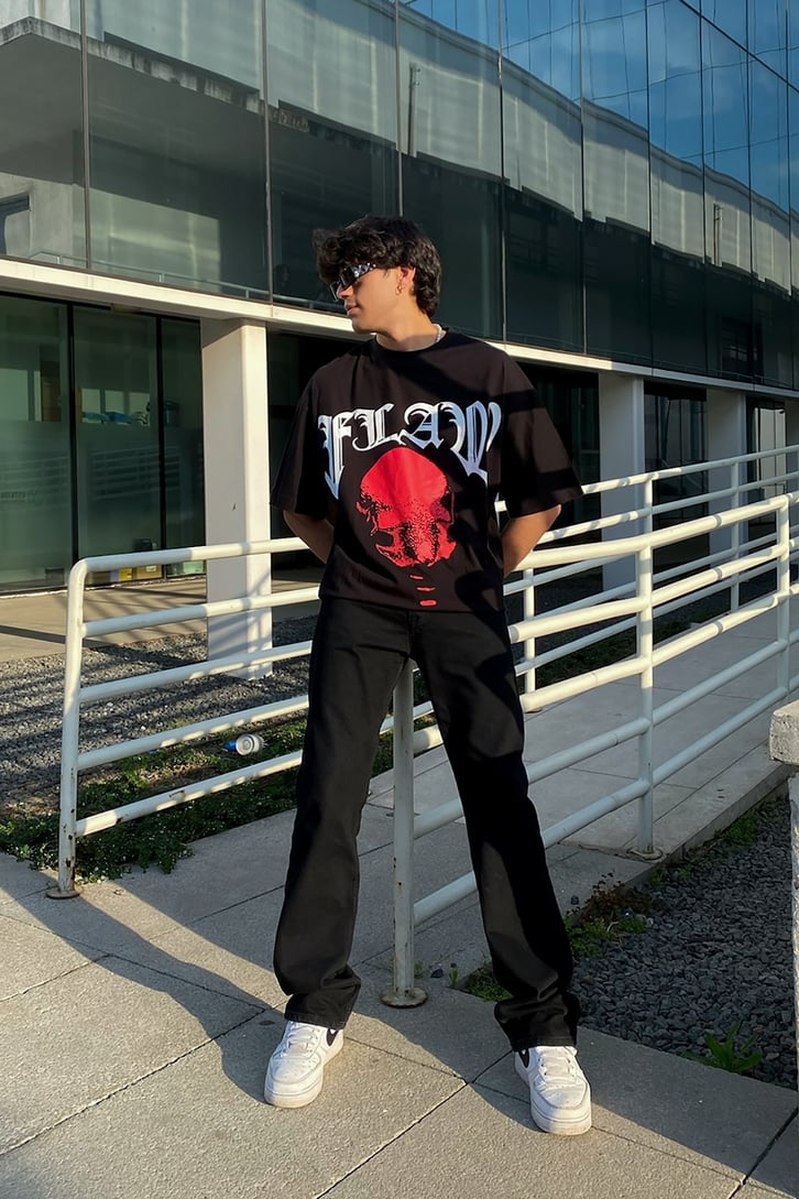 Flaw Atelier Incubus Black Oversize Printed Tee