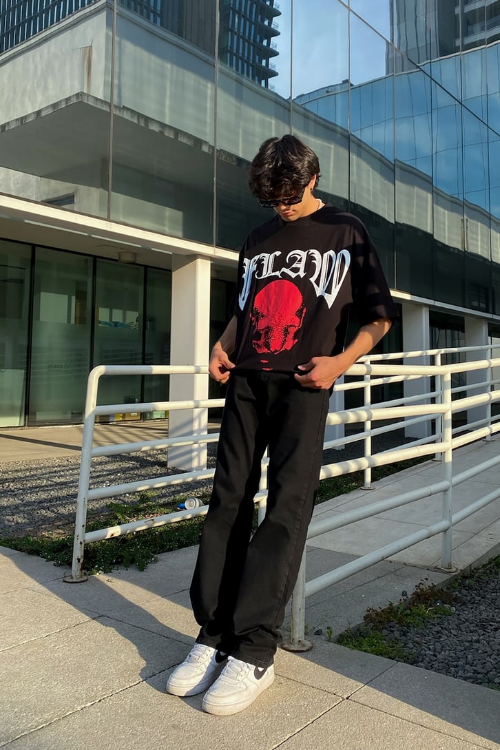 Flaw Atelier Incubus Black Oversize Printed Tee