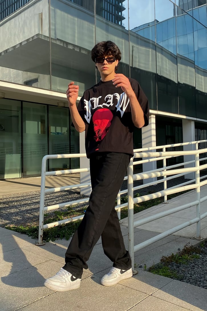Flaw Atelier Incubus Black Oversize Printed Tee