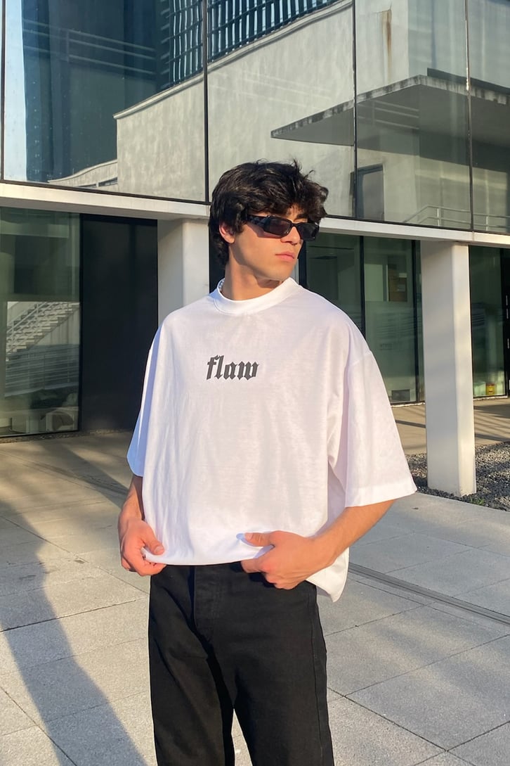 Flaw Atelier Insignia White Oversize Printed Tee