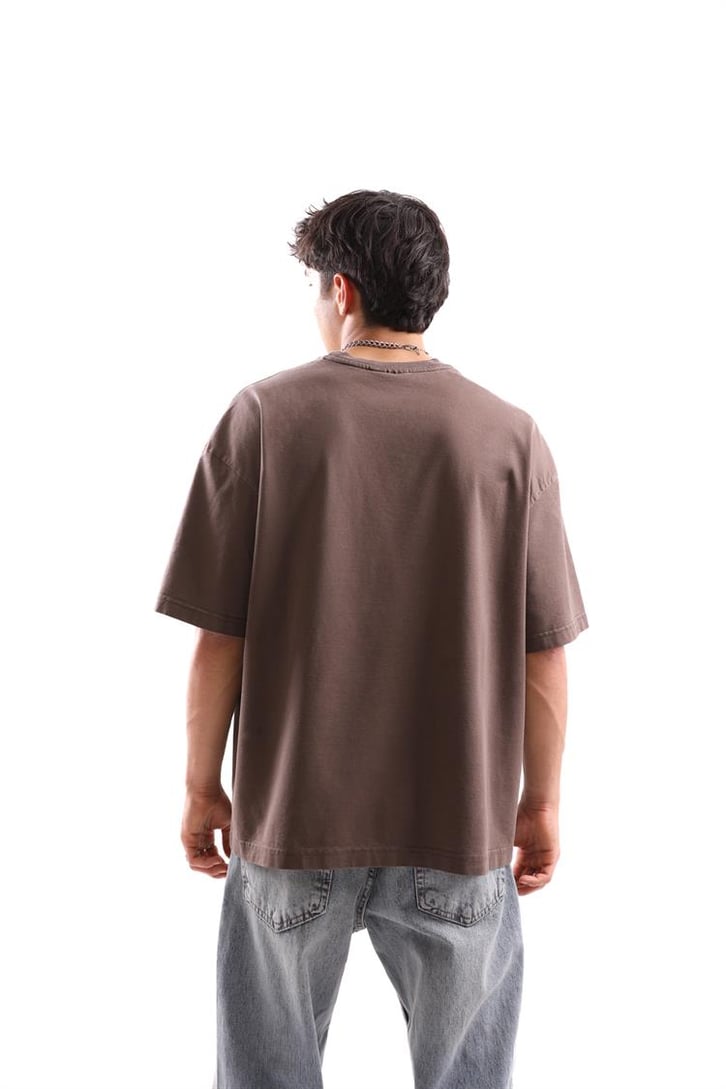 Flaw Atelier Kahverengi Premium Parça Boyama Tshirt