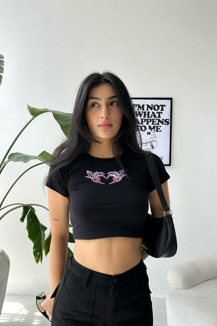 Flaw Atelier Kalp Baskılı Crop