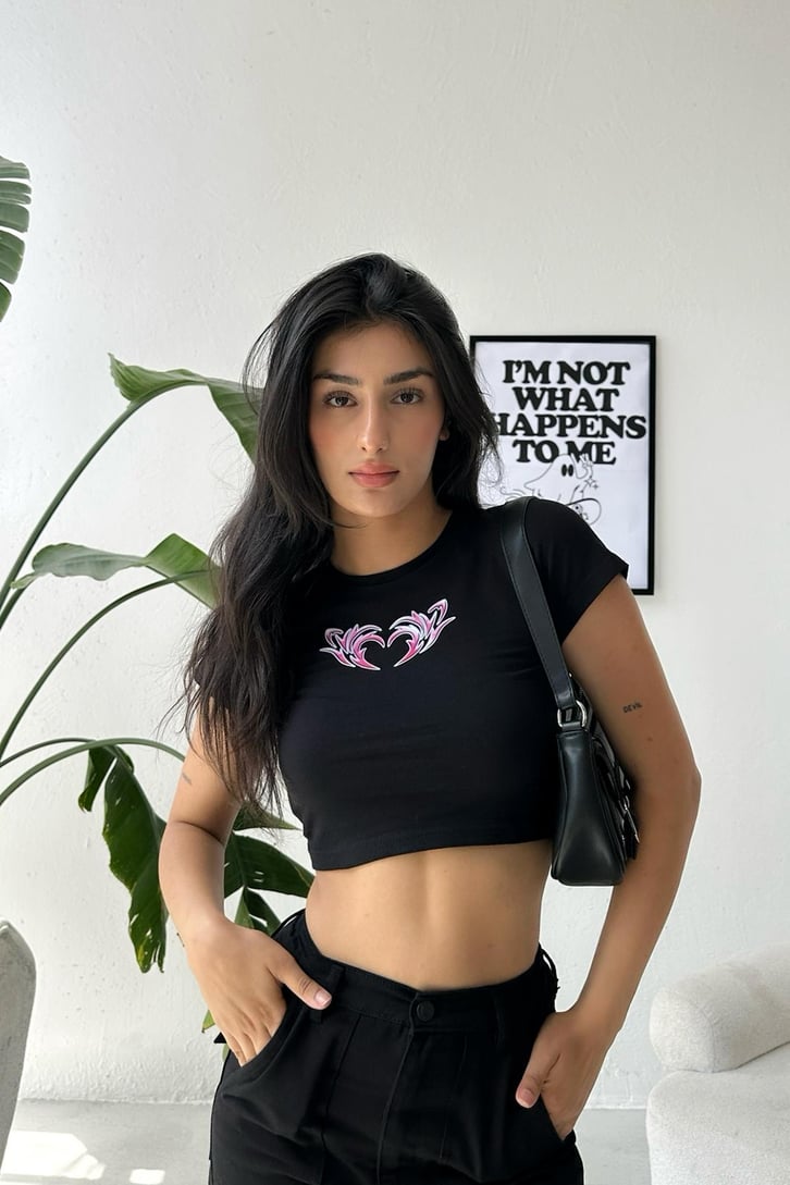 Flaw Atelier Kalp Baskılı Crop