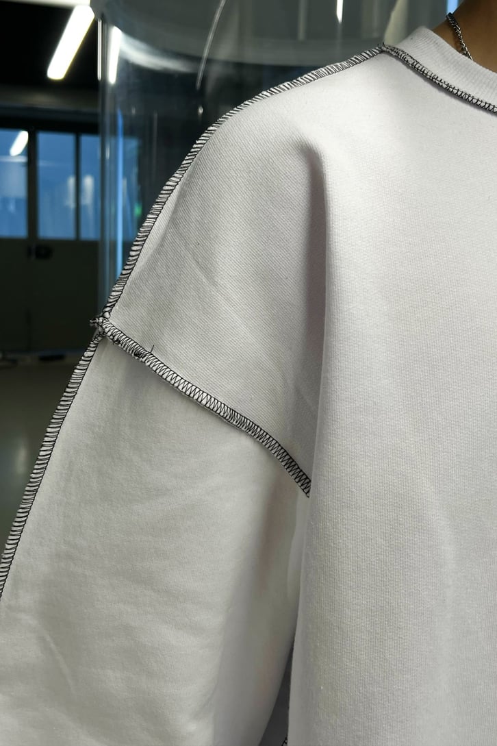 Flaw Atelier Kontrast Dikiş Siyah Oversize Sweatshirt