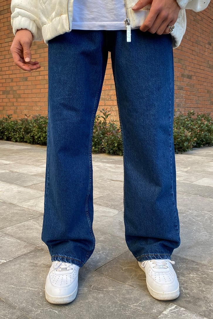 Flaw Atelier Koyu Mavi Premium Urban Baggy Jean