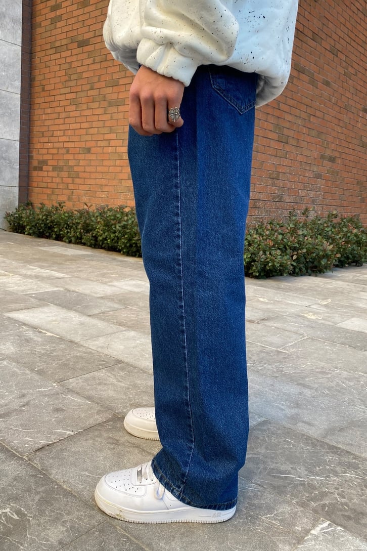 Flaw Atelier Koyu Mavi Premium Urban Baggy Jean