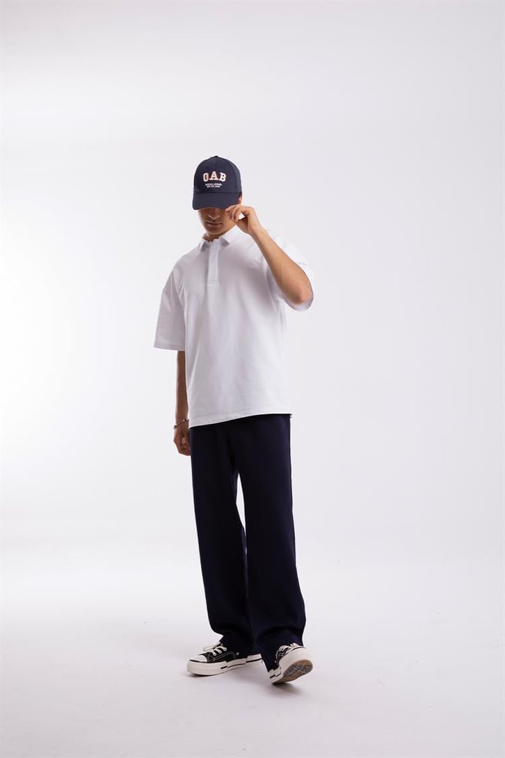Flaw Atelier Logo Detaylı Beyaz Polo Yaka Tshirt