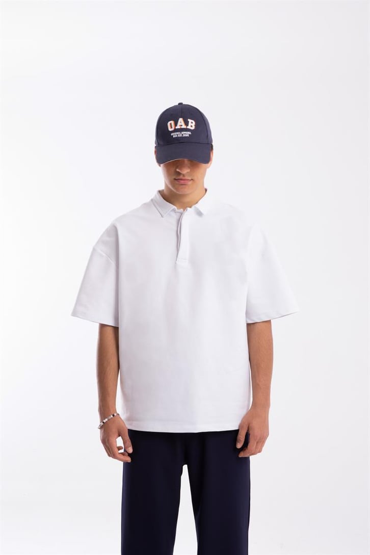 Flaw Atelier Logo Detaylı Beyaz Polo Yaka Tshirt