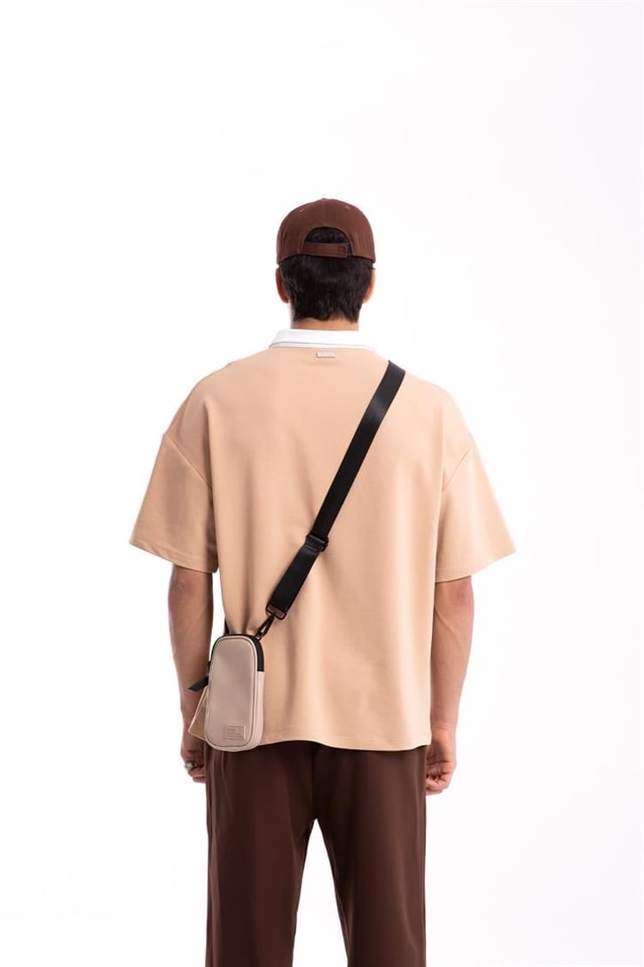Flaw Atelier Logo Detaylı Camel Polo Yaka Tshirt