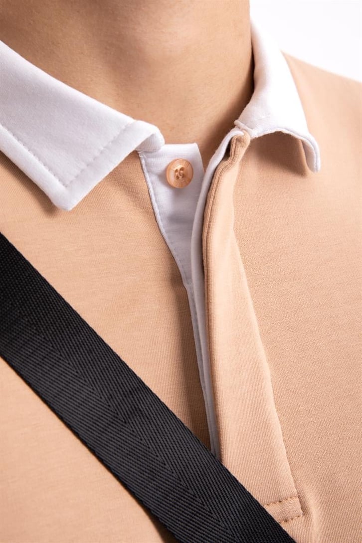 Flaw Atelier Logo Detaylı Camel Polo Yaka Tshirt