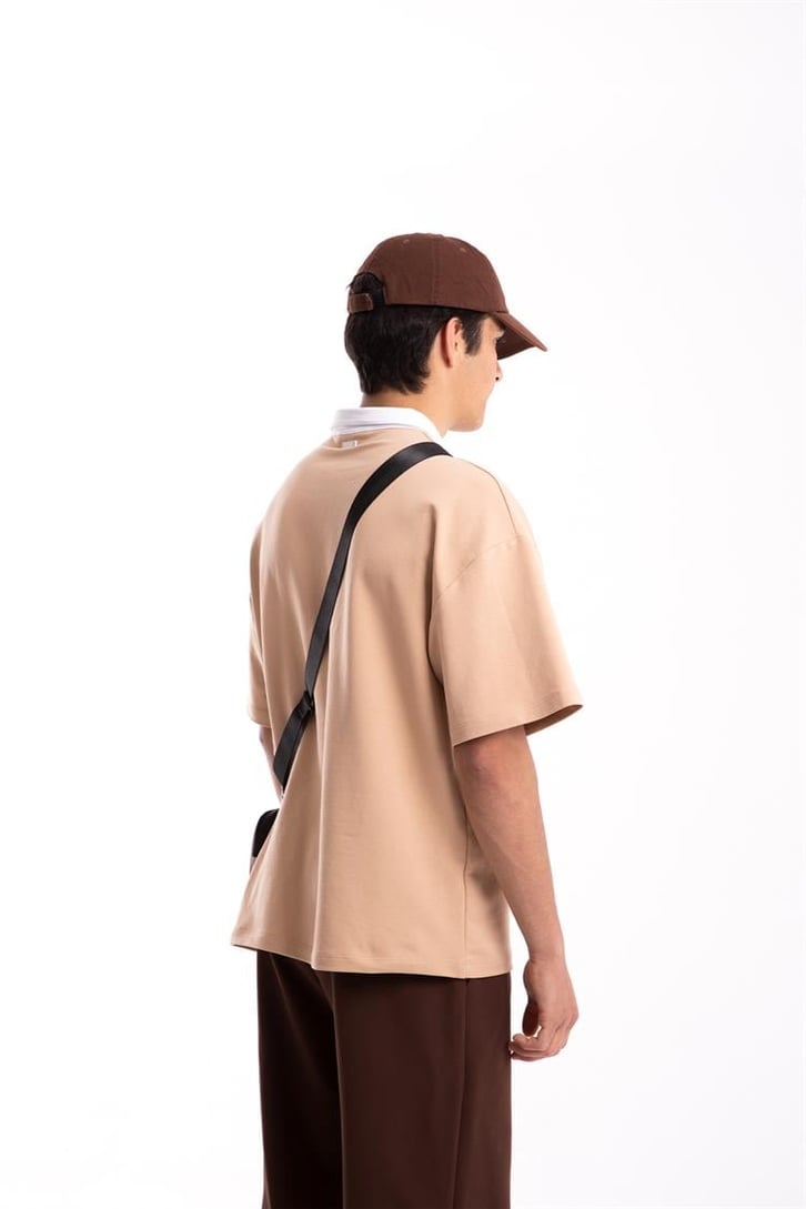 Flaw Atelier Logo Detaylı Camel Polo Yaka Tshirt