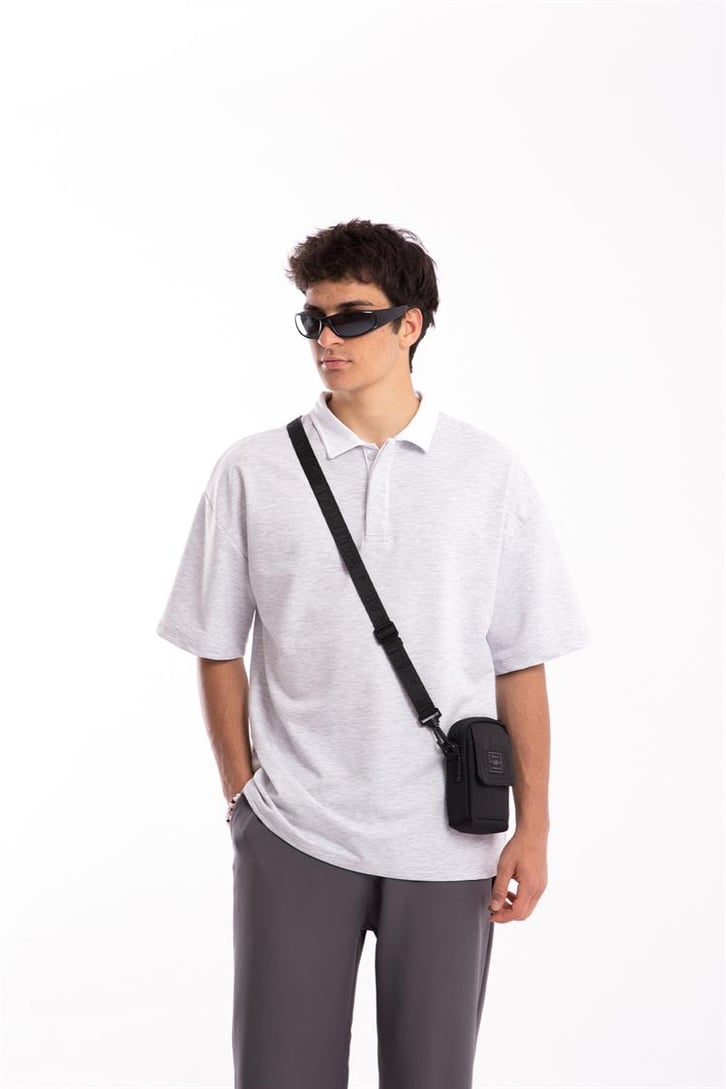 Flaw Atelier Logo Detaylı Gri Polo Yaka Tshirt