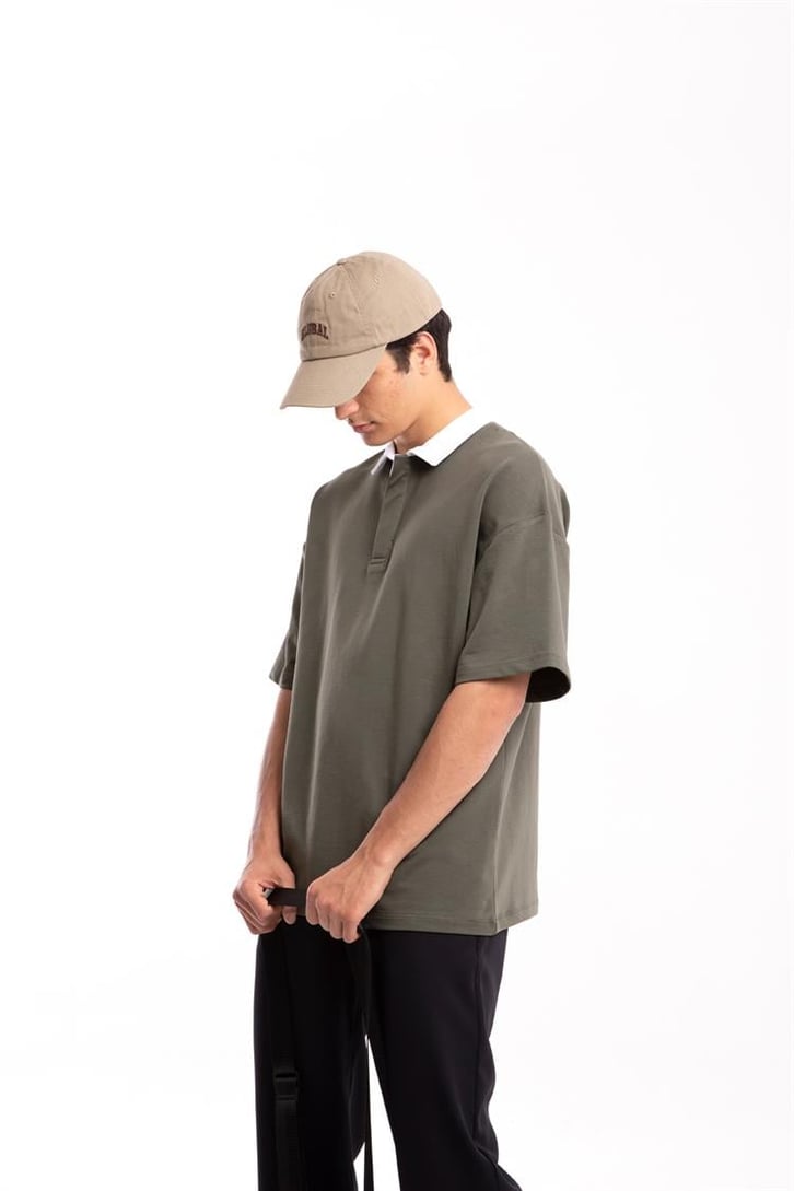 Flaw Atelier Logo Detaylı Haki Polo Yaka Tshirt