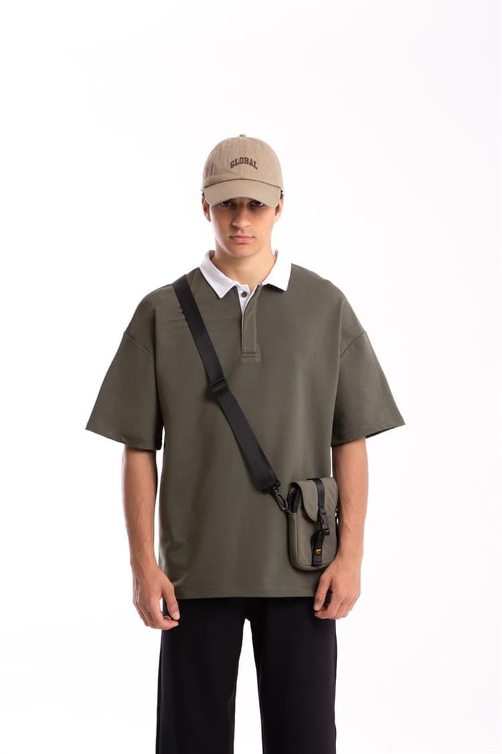 Flaw Atelier Logo Detaylı Haki Polo Yaka Tshirt