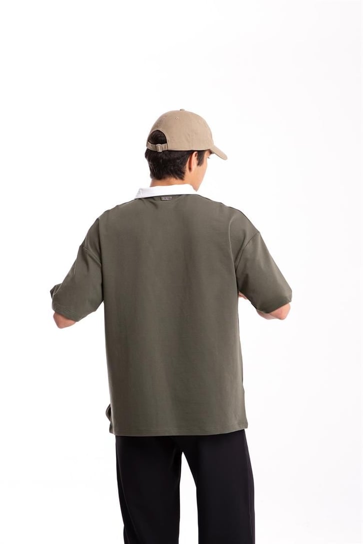 Flaw Atelier Logo Detaylı Haki Polo Yaka Tshirt
