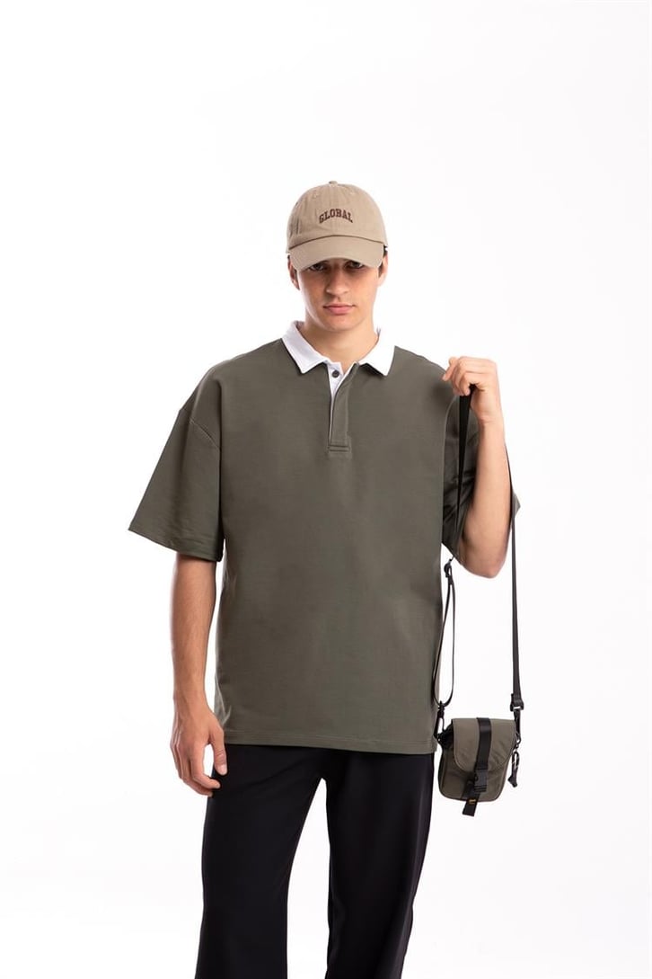 Flaw Atelier Logo Detaylı Haki Polo Yaka Tshirt
