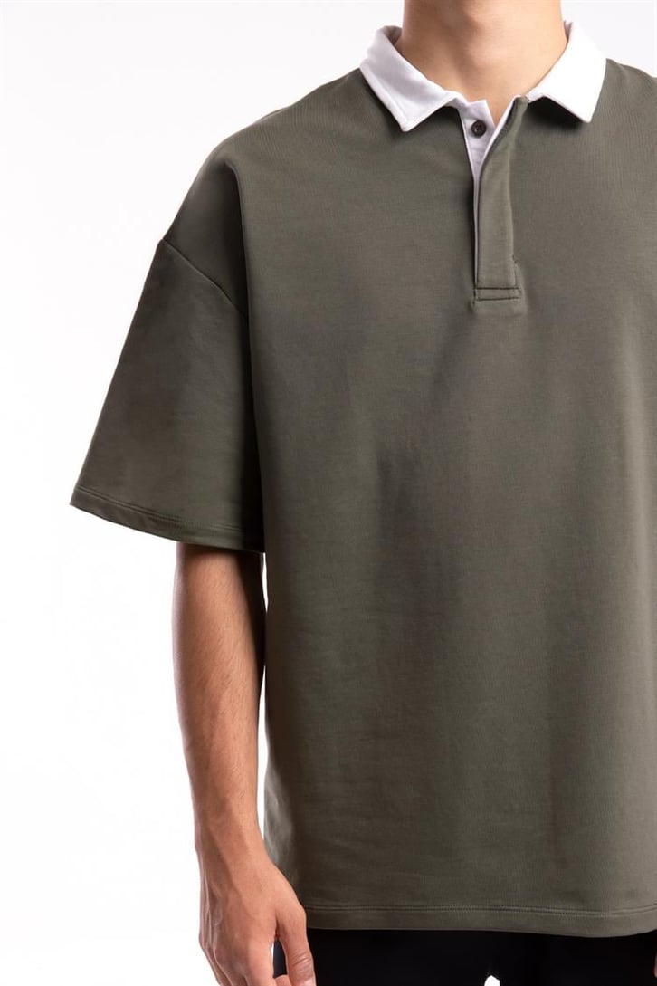 Flaw Atelier Logo Detaylı Haki Polo Yaka Tshirt