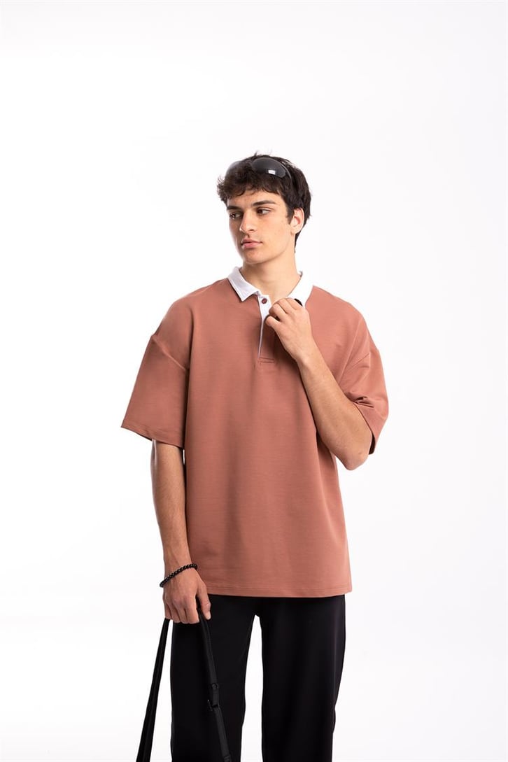 Flaw Atelier Logo Detaylı Kiremit Polo Yaka Tshirt