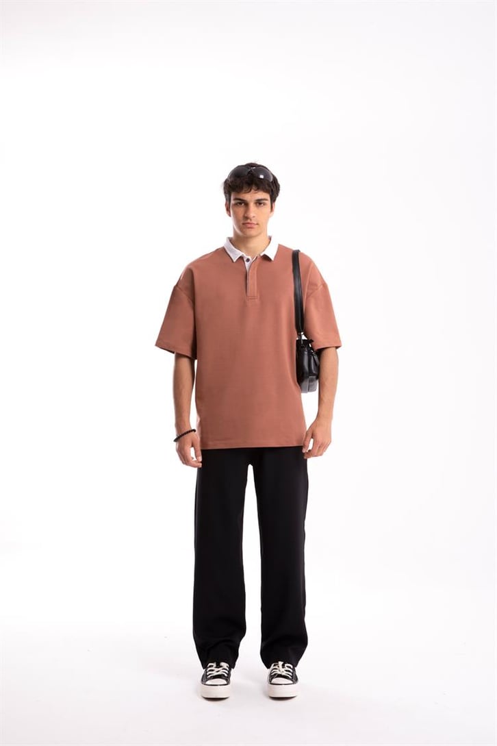 Flaw Atelier Logo Detaylı Kiremit Polo Yaka Tshirt